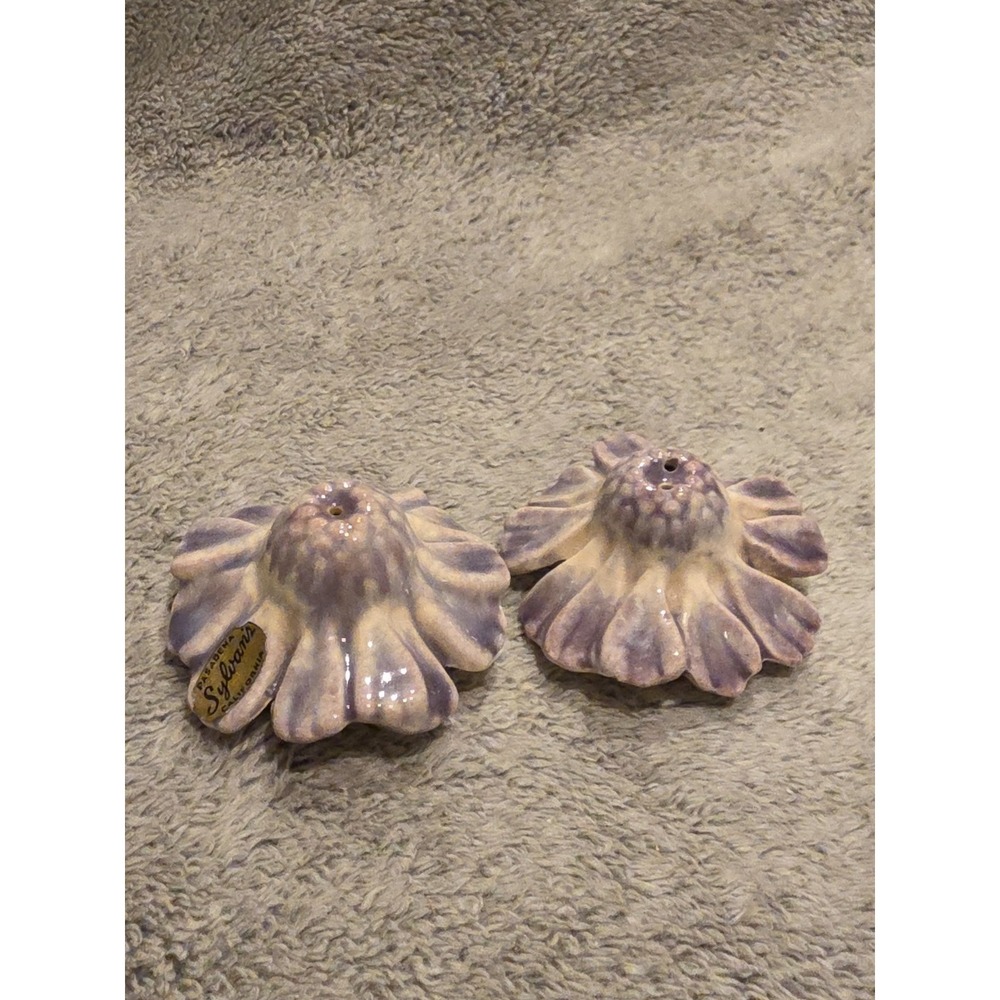 Sylvan's Pasadena CA Purple Flower Salt And Pepper Shakers